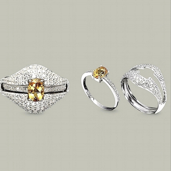 Two in One Natural Citrine 7x5mm 925 Sterling Silver Jewelry Ring Sz 6.5 - Picture 4 of 4